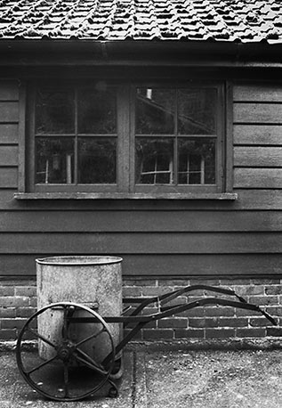 Garage and Water Butt, Copyright ⓒ 2004 Cate McRae; All Rights Reserved reserved